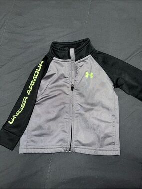 Under Armour Gray and Black Jacket with Neon Green Logo